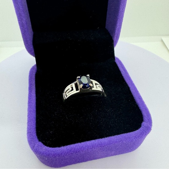Sterling Silver Ring With Natural Midnight Blue Sapphire Gemstone - Picture 3 of 9